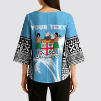 Personalised Fiji Day 2026 Kimono Sleeve Blouse Masi Tapa Pattern With Palm Tree LT05 - Polynesian Pride