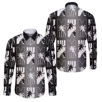Bula Fiji Family Matching Short Sleeve Bodycon Dress and Hawaiian Shirt Black Makare Masi Tapa Pattern LT05 Dad's Shirt - Long Sleeve Black - Polynesian Pride