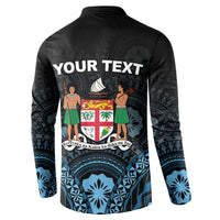 Personalised Happy Fiji Day 1970 Button Sweatshirt Flag Grunge Style LT05 - Polynesian Pride
