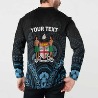 Personalised Happy Fiji Day 1970 Button Sweatshirt Flag Grunge Style LT05 - Polynesian Pride