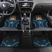 Happy Fiji Day 1970 Car Mats Flag Grunge Style LT05 Set 4pcs Black - Polynesian Pride