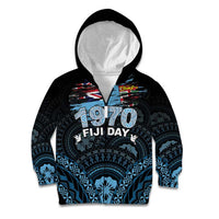 Personalised Happy Fiji Day 1970 Kid Hoodie Flag Grunge Style