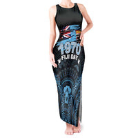 Personalised Happy Fiji Day 1970 Tank Maxi Dress Flag Grunge Style LT05 Women Black - Polynesian Pride