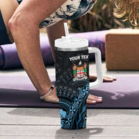 Personalised Happy Fiji Day 1970 Tumbler With Handle Flag Grunge Style LT05 - Polynesian Pride