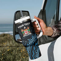 Personalised Happy Fiji Day 1970 Tumbler With Handle Flag Grunge Style LT05 - Polynesian Pride
