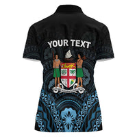 Personalised Happy Fiji Day 1970 Women Polo Shirt Flag Grunge Style