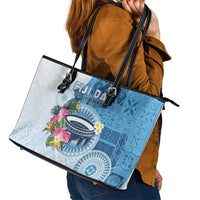 Fiji Day Leather Tote Bag Proud To Be Fijian LT05 - Polynesian Pride