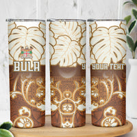 Personalized Fiji Spring Break Skinny Tumbler Fijian Tapa Pattern Brown