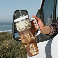 Personalized Fiji Spring Break Tumbler With Handle Fijian Tapa Pattern Brown