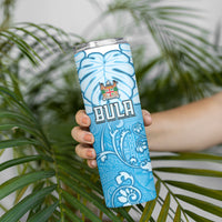 Personalized Fiji Spring Break Skinny Tumbler Fijian Tapa Pattern Blue