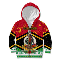 Personalized Vanuatu Christmas Kid Hoodie Santa God Yumi LT05 Zip Hoodie Red - Polynesian Pride