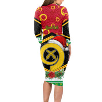 Personalized Vanuatu Christmas Long Sleeve Bodycon Dress Santa God Yumi LT05 - Polynesian Pride