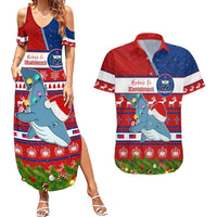 Personalized Samoa Christmas Couples Matching Summer Maxi Dress and Hawaiian Shirt Santas Whale Manuia Le Kerisimasi LT05 Red - Polynesian Pride