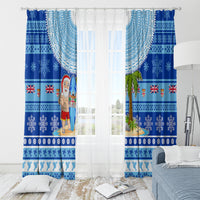 Fiji Christmas Window Curtain Santa Claus Surf Marau Na Kerisimasi LT05 - Polynesian Pride