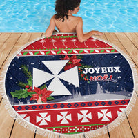 Wallis and Futuna Christmas Beach Blanket Poinsettia Joyeux Noel