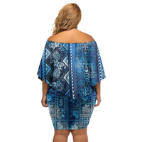 Hawaii Makahiki Turtle Family Matching Off Shoulder Short Dress and Hawaiian Shirt Galaxy Tapa Pattern - Polynesian Pride