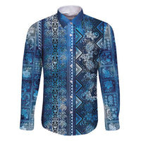 Hawaii Makahiki Turtle Family Matching Puletasi and Hawaiian Shirt Galaxy Tapa Pattern LT05 Dad's Shirt - Long Sleeve Galaxy - Polynesian Pride