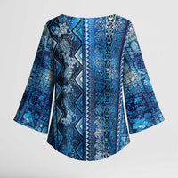 Hawaii Makahiki Turtle Kimono Sleeve Blouse Galaxy Tapa Pattern - Polynesian Pride