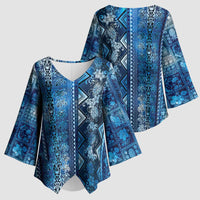 Hawaii Makahiki Turtle Kimono Sleeve Blouse Galaxy Tapa Pattern - Polynesian Pride