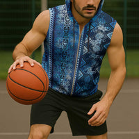 Hawaii Makahiki Turtle Sleeveless Zip Hoodie Galaxy Tapa Pattern - Polynesian Pride