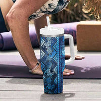 Hawaii Makahiki Turtle Tumbler With Handle Galaxy Tapa Pattern - Polynesian Pride