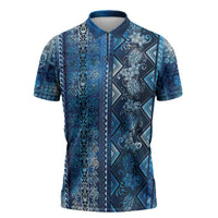 Hawaii Makahiki Turtle Zipper Polo Shirt Galaxy Tapa Pattern LT05 Galaxy - Polynesian Pride