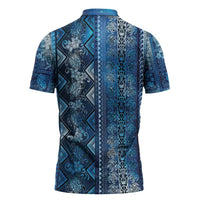 Hawaii Makahiki Turtle Zipper Polo Shirt Galaxy Tapa Pattern LT05 - Polynesian Pride