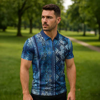 Hawaii Makahiki Turtle Zipper Polo Shirt Galaxy Tapa Pattern LT05 - Polynesian Pride
