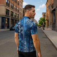 Hawaii Makahiki Turtle Zipper Polo Shirt Galaxy Tapa Pattern LT05 - Polynesian Pride