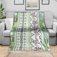 Hawaii Makahiki Turtle Blanket Green Tapa Pattern - Polynesian Pride