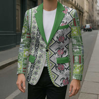 Hawaii Makahiki Turtle Blazer Green Tapa Pattern - Polynesian Pride
