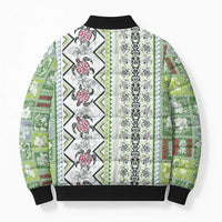 Hawaii Makahiki Turtle Bomber Puffer Jacket Green Tapa Pattern - Polynesian Pride