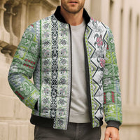 Hawaii Makahiki Turtle Bomber Puffer Jacket Green Tapa Pattern - Polynesian Pride