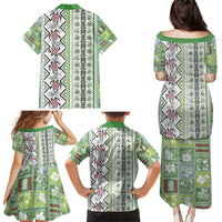 Hawaii Makahiki Turtle Family Matching Puletasi and Hawaiian Shirt Green Tapa Pattern LT05 - Polynesian Pride