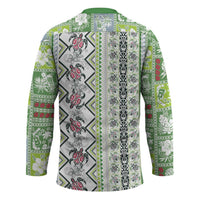 Hawaii Makahiki Turtle Hockey Jersey Green Tapa Pattern LT05 - Polynesian Pride