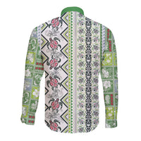 Hawaii Makahiki Turtle Long Sleeve Button Shirt Green Tapa Pattern - Polynesian Pride