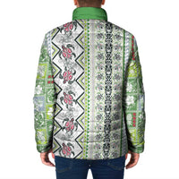 Hawaii Makahiki Turtle Padded Jacket Green Tapa Pattern - Polynesian Pride
