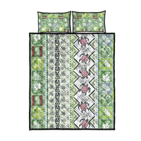 Hawaii Makahiki Turtle Quilt Bed Set Green Tapa Pattern - Polynesian Pride