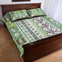 Hawaii Makahiki Turtle Quilt Bed Set Green Tapa Pattern - Polynesian Pride
