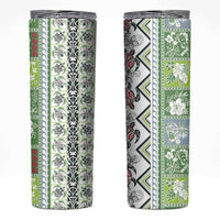 Hawaii Makahiki Turtle Skinny Tumbler Green Tapa Pattern - Polynesian Pride