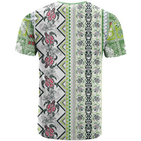 Hawaii Makahiki Turtle T Shirt Green Tapa Pattern - Polynesian Pride