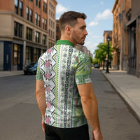 Hawaii Makahiki Turtle Zipper Polo Shirt Green Tapa Pattern LT05 - Polynesian Pride