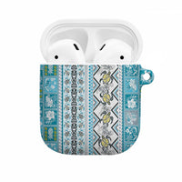Hawaii Makahiki Turtle AirPods Case Blue Tapa Pattern - Polynesian Pride
