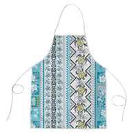 Hawaii Makahiki Turtle Apron Blue Tapa Pattern - Polynesian Pride