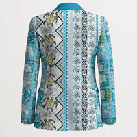 Hawaii Makahiki Turtle Blazer Blue Tapa Pattern - Polynesian Pride