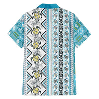Hawaii Makahiki Turtle Family Matching Puletasi and Hawaiian Shirt Blue Tapa Pattern LT05 - Polynesian Pride