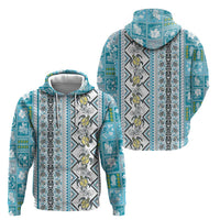 Hawaii Makahiki Turtle Hoodie Blue Tapa Pattern - Polynesian Pride