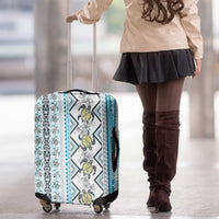 Hawaii Makahiki Turtle Luggage Cover Blue Tapa Pattern - Polynesian Pride