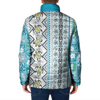 Hawaii Makahiki Turtle Padded Jacket Blue Tapa Pattern - Polynesian Pride