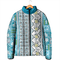Hawaii Makahiki Turtle Padded Jacket Blue Tapa Pattern - Polynesian Pride